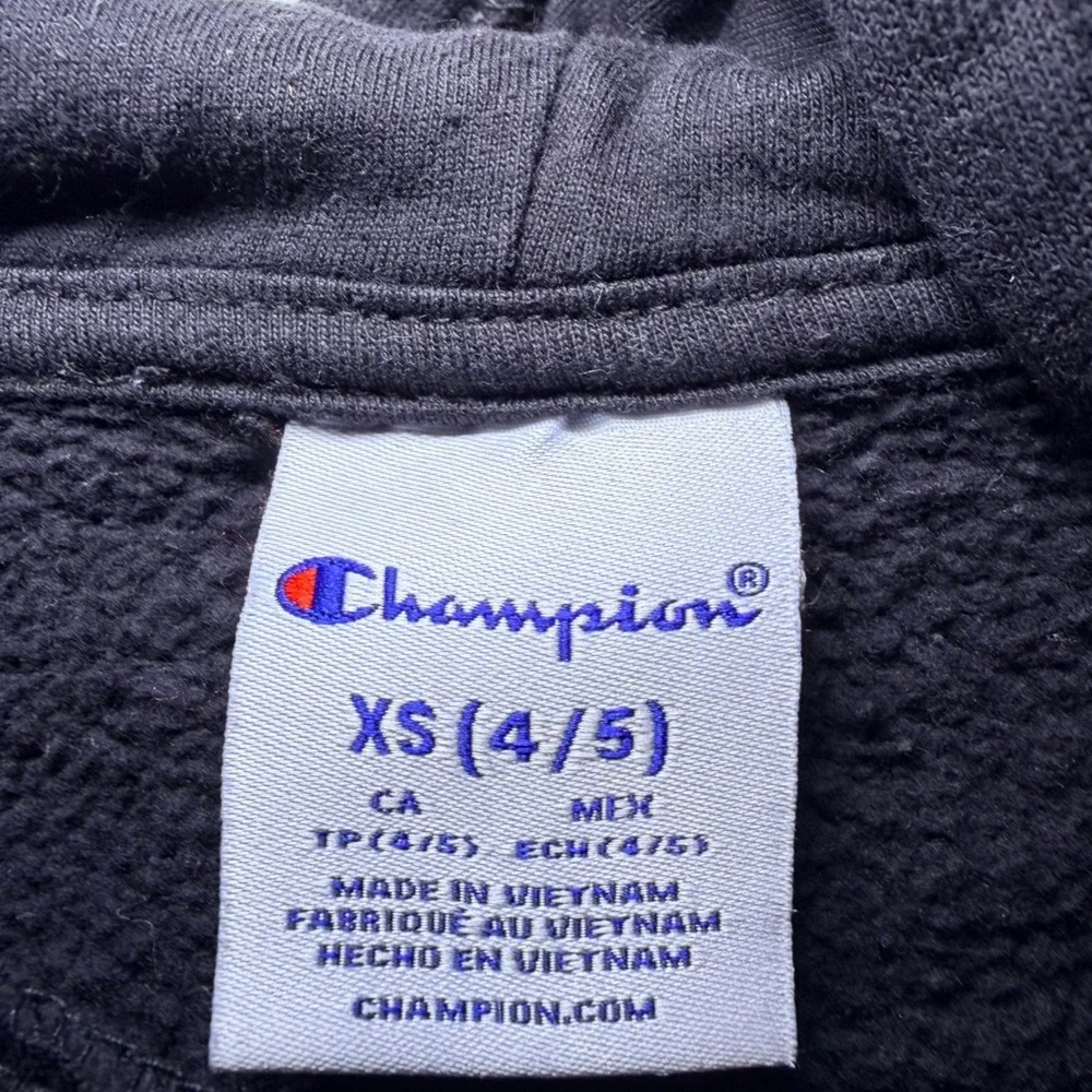 Champion‎ Boys Black Pullover Hoodie Script Logo Sweatshirt XS 4/5